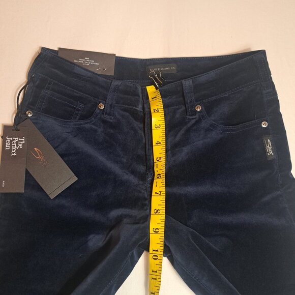 New Silver Aiko Skinny Mid Rise‎ Velvet The Perfect Jean Pants Womens Size 27x29 - Picture 11 of 13